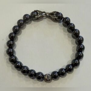 David Yurman Sterling Silver & Black Hematite Spiritual Bead Bracelet